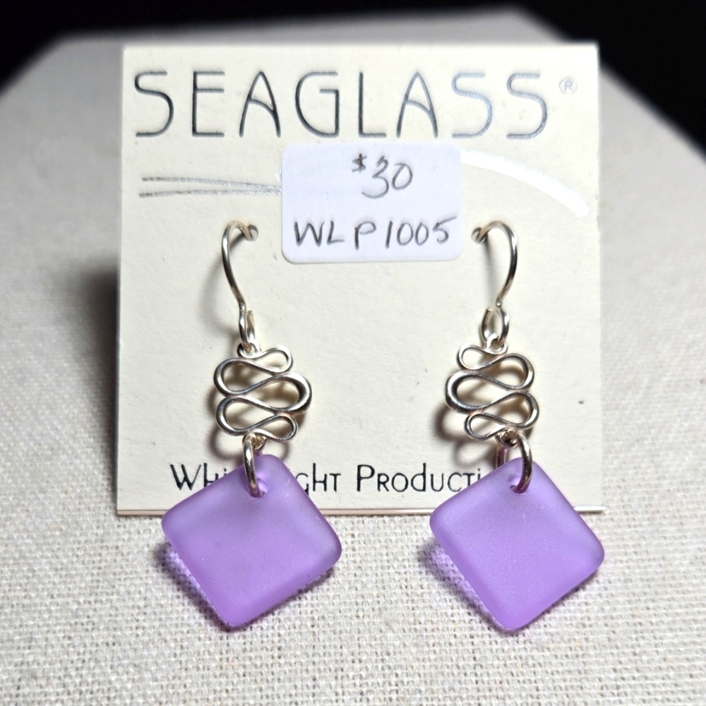 Purple Seaglass Earrings